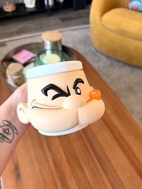 Vintage Popeye Face Mug with Orange Pipe